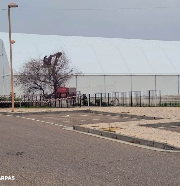 Carpa poligonal para celebrar la Nochevieja en Utebo